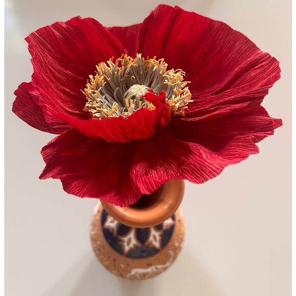 Handmade Crepe paper Icelandic Poppies- Blood Red - Picture 4 of 4
